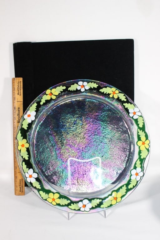 Large Jen Mitchell hand blown platter: Good overall as pictured