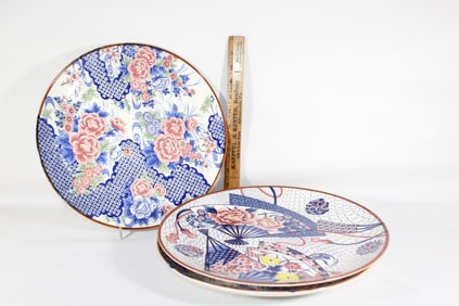 3 MCM hand painted Amari chargers
