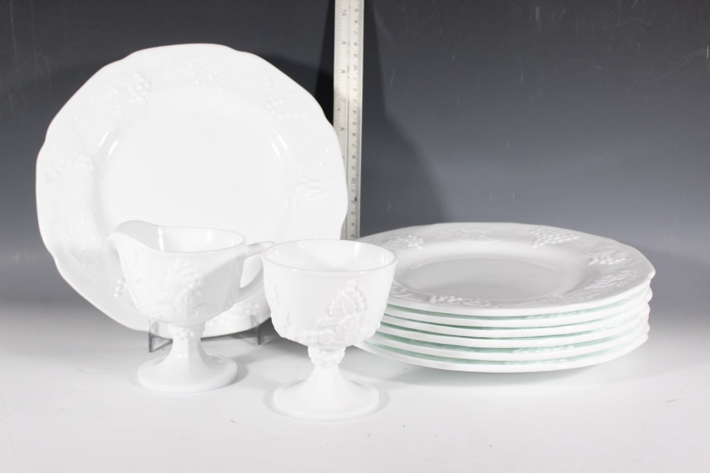 7 Harvest Grape milk glass plates and sugar/cream (1 of 4)