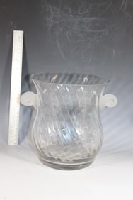 Large VTG Swirl glass ice bucket with handles