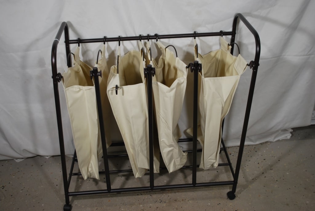 Metal and Canvas Rolling Laundry Cart (1 of 2)