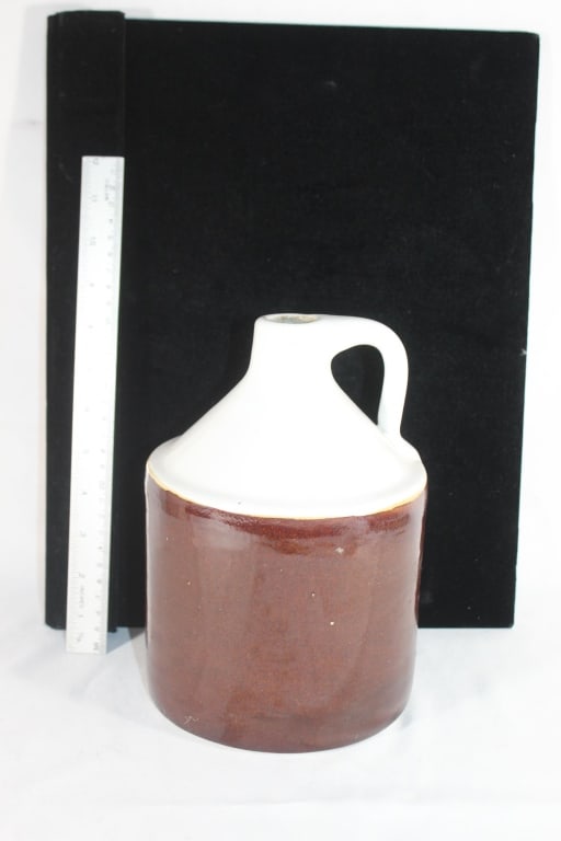 White over Brown Glazed Whiskey Jug (1 of 2)