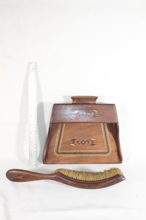 Wood Brush/Dust Pan with Wood Inlay: Good overall as pictured
