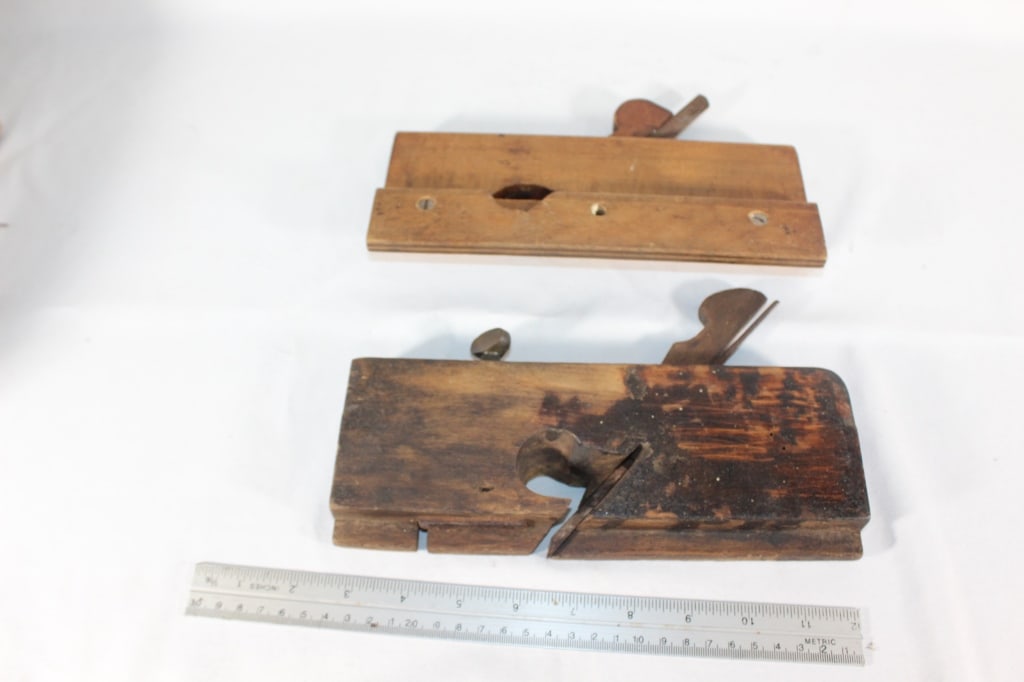 Pair of Antique Wood Rabbit Planes: Good overall as pictured