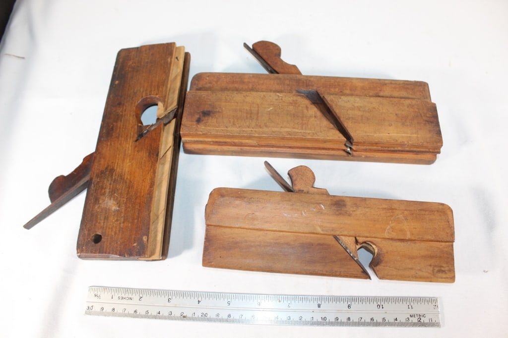 Trio of Antique Wood Rabbit Planes: Good overall as pictured