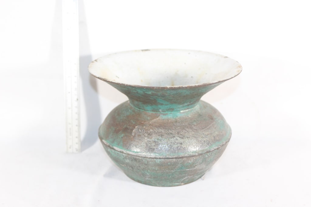 Metal and Enamel Antique Spittoon: Good overall as pictured