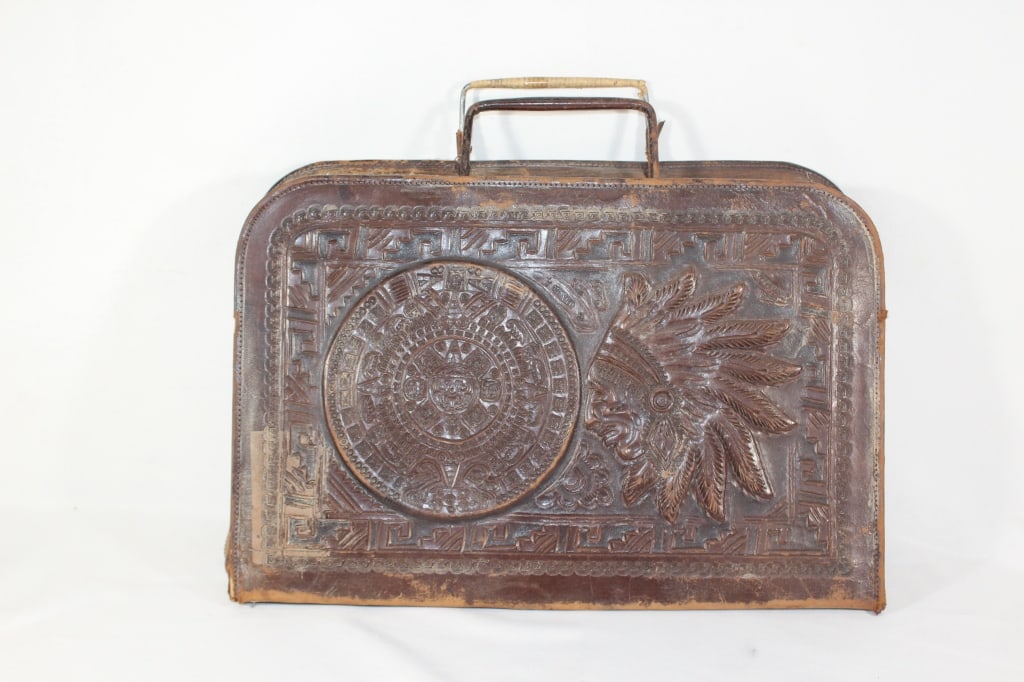 Handtooled Mexico Leather Antique Briefcase (1 of 4)