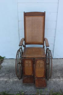 Antique Wood and Wicker Wheel Chair: good overall as pictured