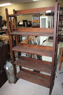 Antique Oak Wood Book Case Mission Style: good overall as pictured