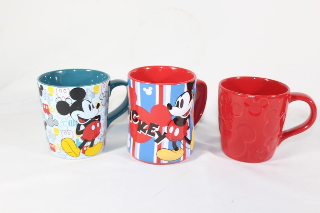 Trio of Disney Mickey Mouse Coffee Mugs: good overall as pictured