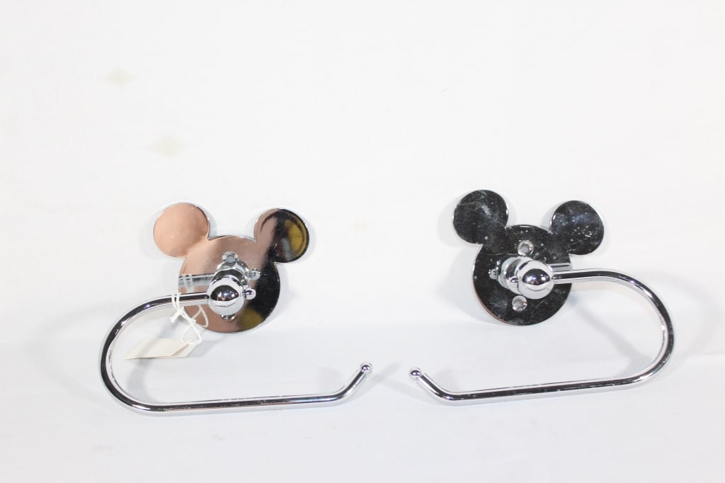 2- Mickey Mouse Disney Metal Toilet Paper Holder: good overall as pictured