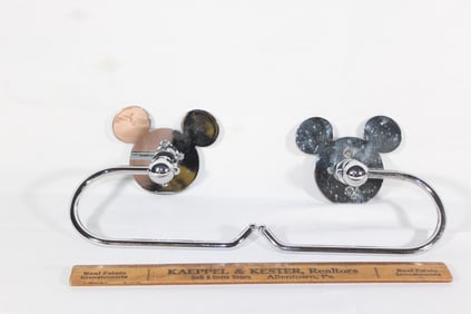 2- Mickey Mouse Disney Metal Toilet Paper Holder