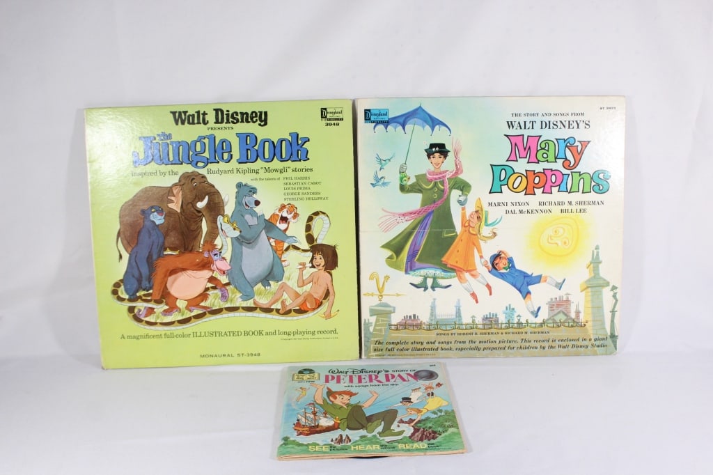 Disney Albums Mary Poppins, Jungle Book, Peter Pan: good overall as pictured