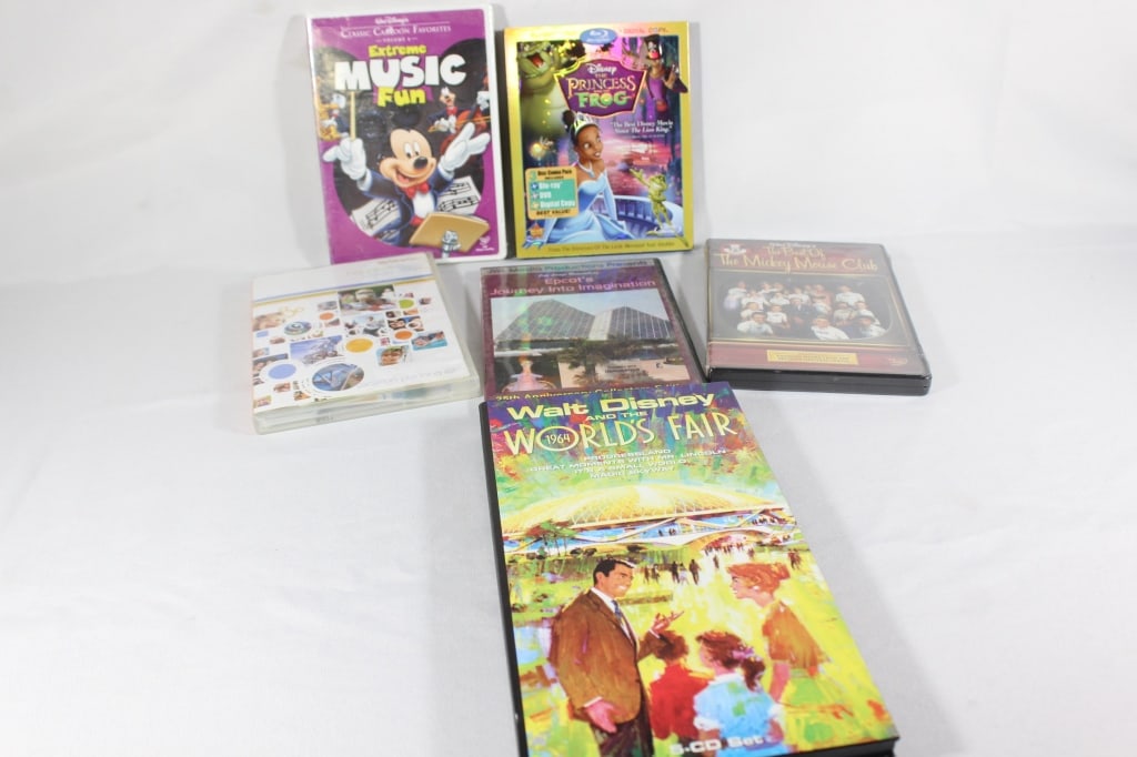 Disney DVDs, and Wolds Fair CD, Princess & Frog et: good overall as pictured