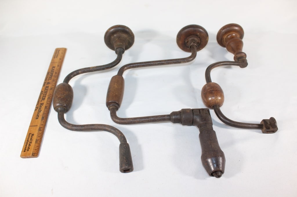 Lot of 3 Antique Hand Crank/Manual Drill (1 of 3)