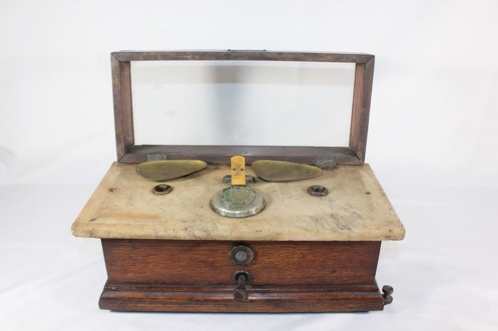 Antique Henry Troemnner Balance Scale: missing weights - and holders for brass pieces