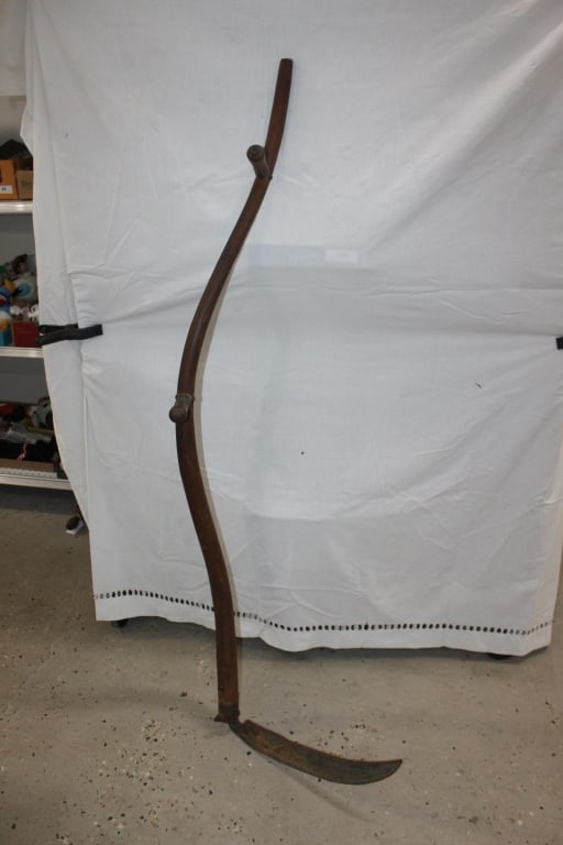 Antique Scythe - wood and Metal Grim Reaper (1 of 4)