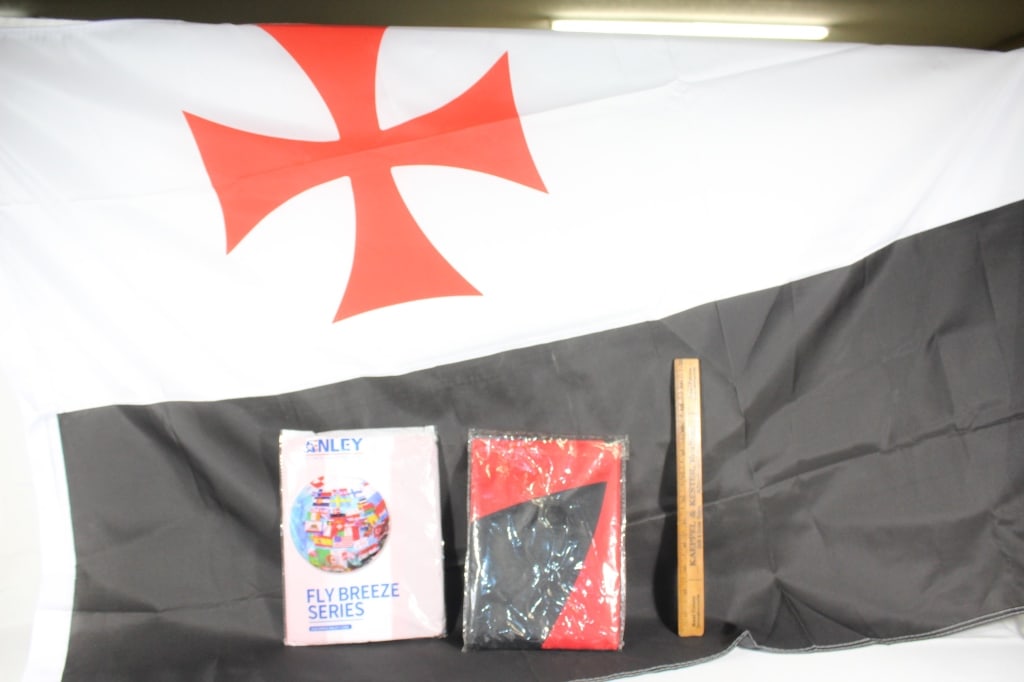 Knights of Templar flags,two in packages: Good overall as pictured
