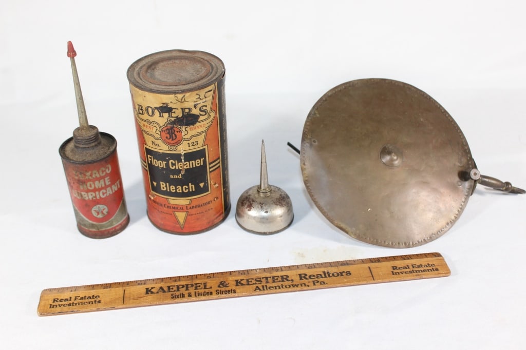 Misc Lot- Texaco Lubricant, Bleach & lamp refelct.: Good overall as pictured
