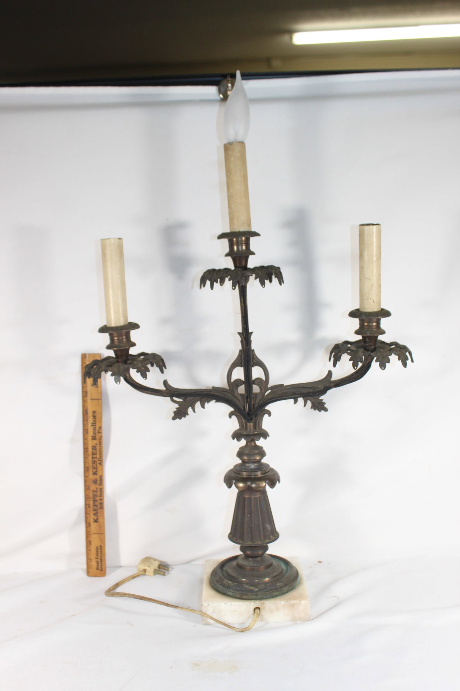 Antique Metal and Table Lamp: good overall as pictured