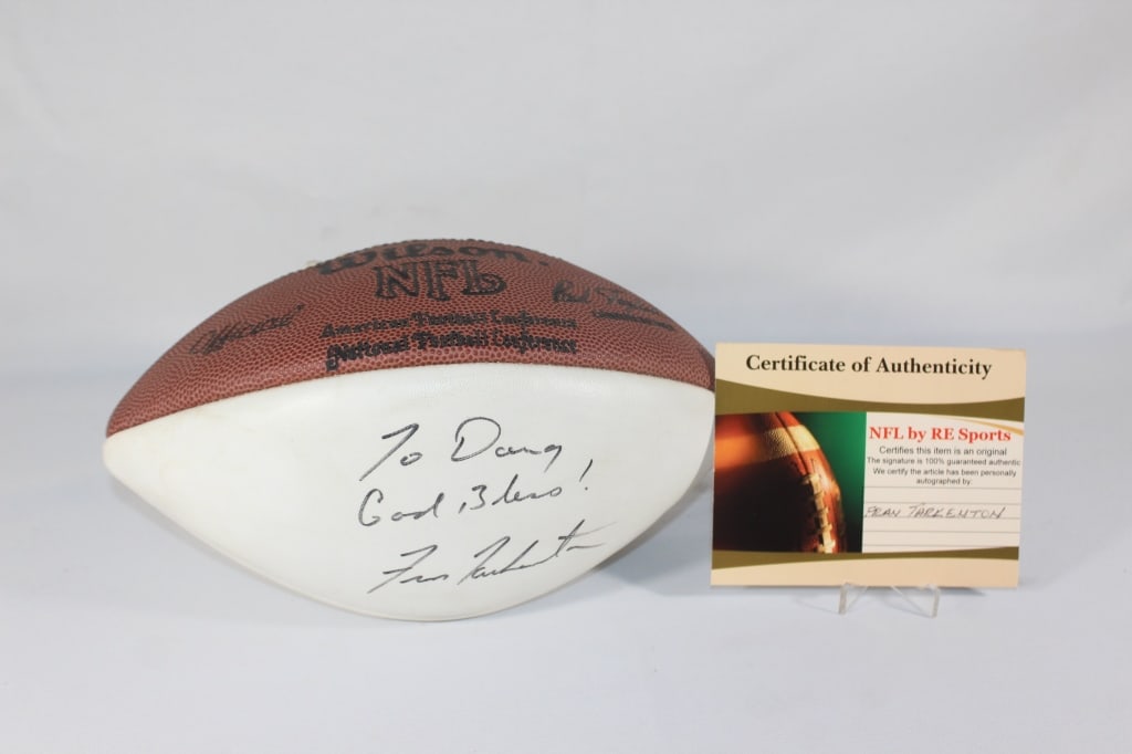 Fran Tarkenton Autographed Football w/Case & COA (1 of 4)