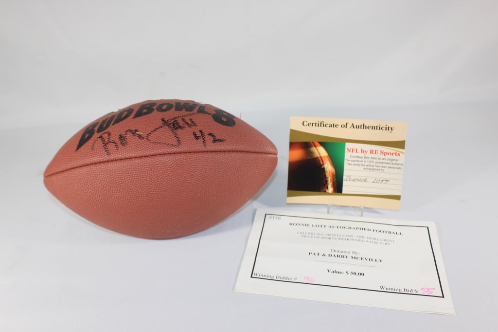 Ronnie Lott Autographed Football with COA (1 of 4)
