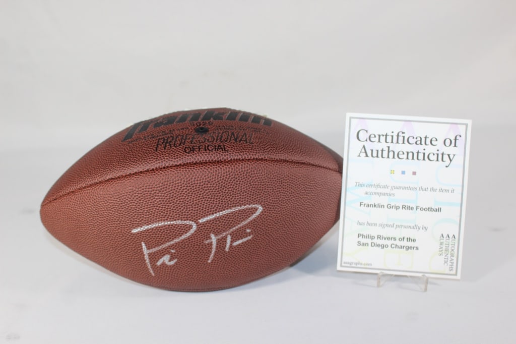 Philip Rivers Autographed Football with Case & COA (1 of 4)
