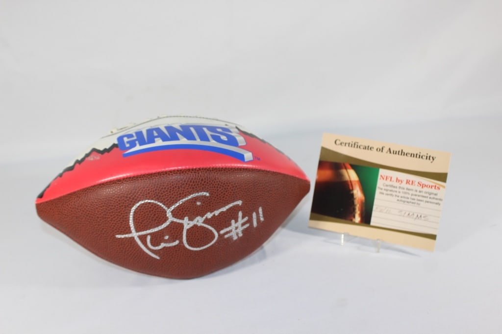 Phil Simms Autographed Football with Case & COA (1 of 5)