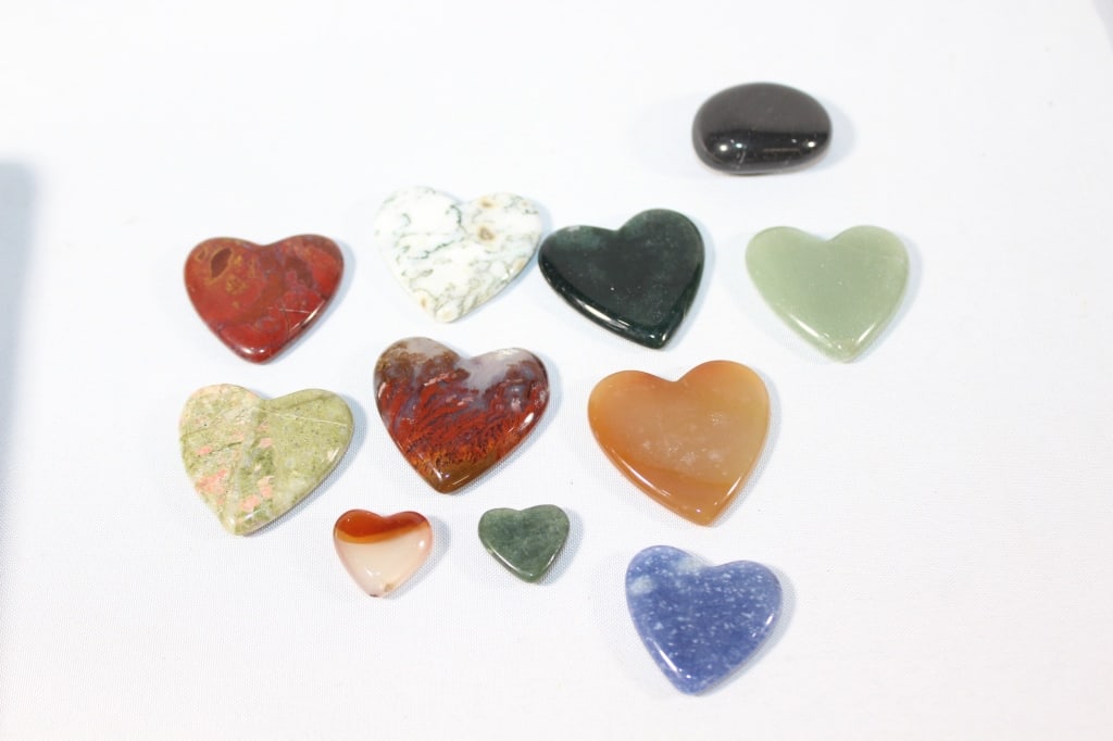 Variety Lot of Stone Hearts - Quartz, Etc. (1 of 2)