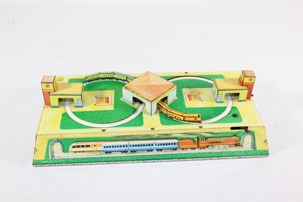 1950s Russian Two Train WInd Up Toy - works (1 of 4)