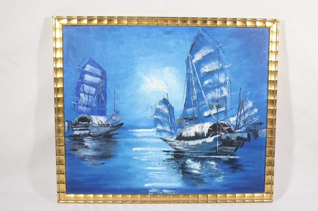 OIC Asian Painting of Chinese Junks -unsigned (1 of 2)