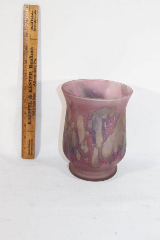 Multi colored purple frosted vase: Good overall as pictured