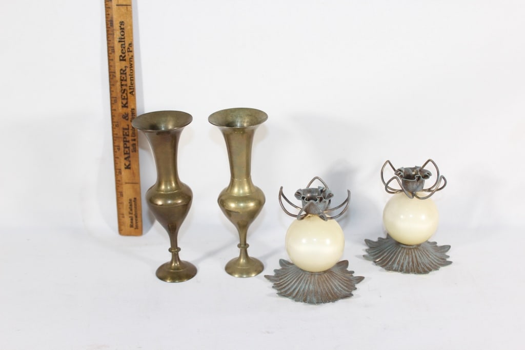 VTG brass small vases,candle holders (1 of 3)