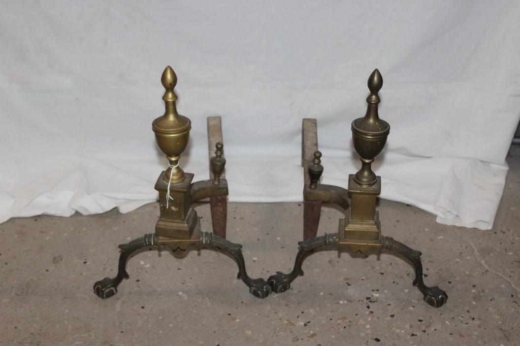 Pair of Metal Andirons: Good overall as pictured