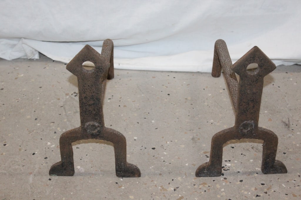 Pair of Antique Hand Forged Andirons (1 of 2)