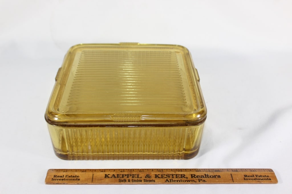 Vintage Amber Square Refrigerator Dish (1 of 3)