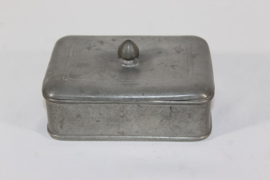 New England Pewter & Vaseline Glass Trinket Dish: Good overall as pictured