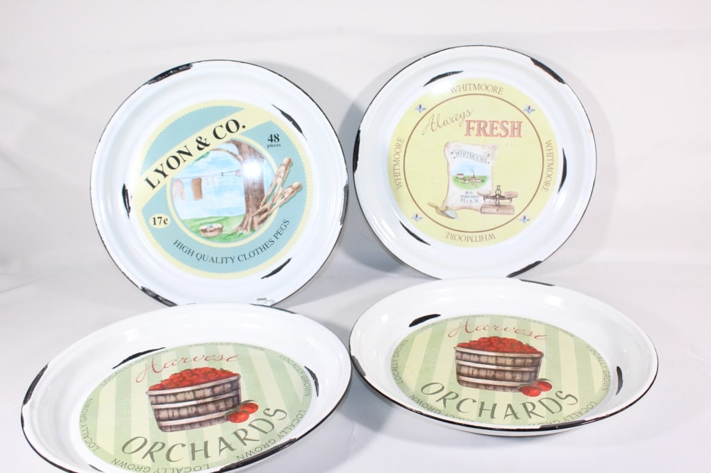 Contemporary Enamel Shallow Bowls - Vtg Ads: Good overall as pictured