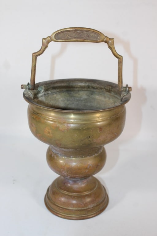 Antique Large Brass French? Bucket: Good overall as pictured