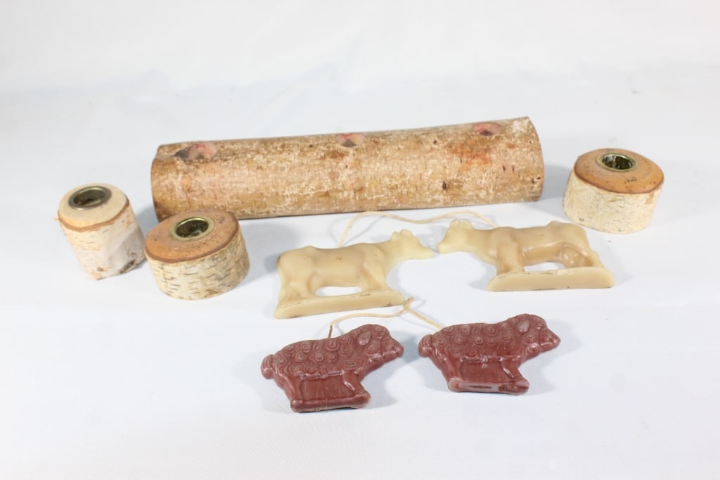 Birch Bark Wood Candle Holders, Candle Animals: Good overall as pictured