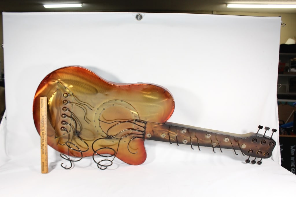 Large Metal Wall Hanging Guitar Wine Rack: Good overall as pictured