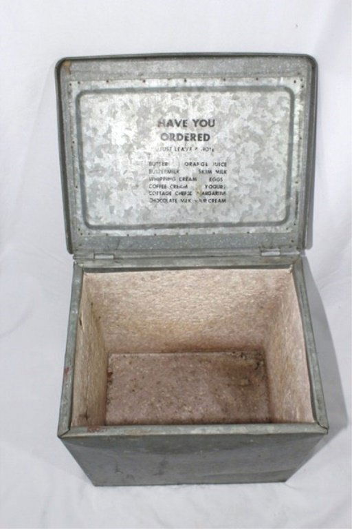 Galvanized Porch Milk Cooler/Box Embossed HP Hood