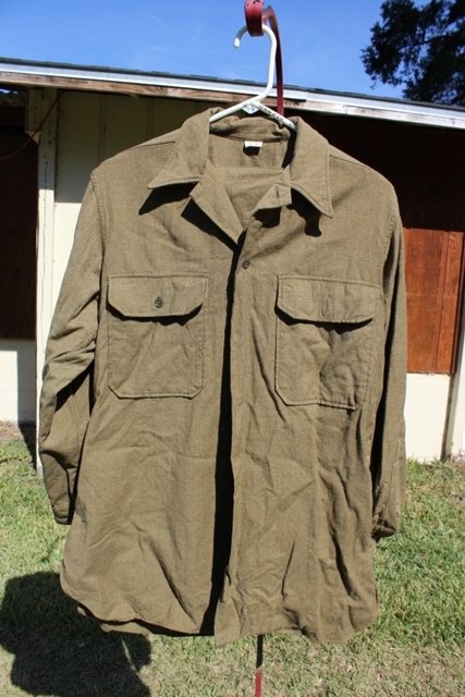 WWII 1945 Wool Army Uniform: pants and shirt - 15 -32 shirt; pants marked 32 31