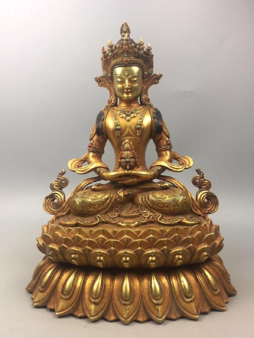 YONGLE MARK, A GILT BRONZE BUDDHA (1 of 9)