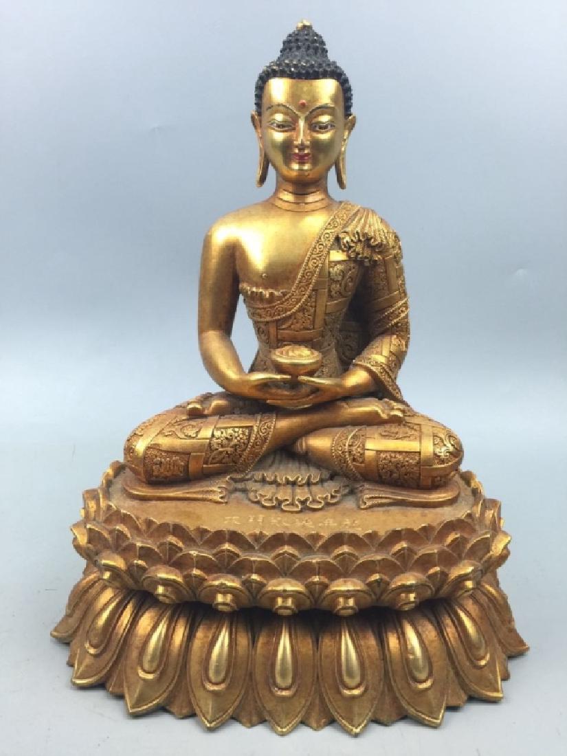 YONGLE MARK, A GILT BRONZE BUDDHA (1 of 6)