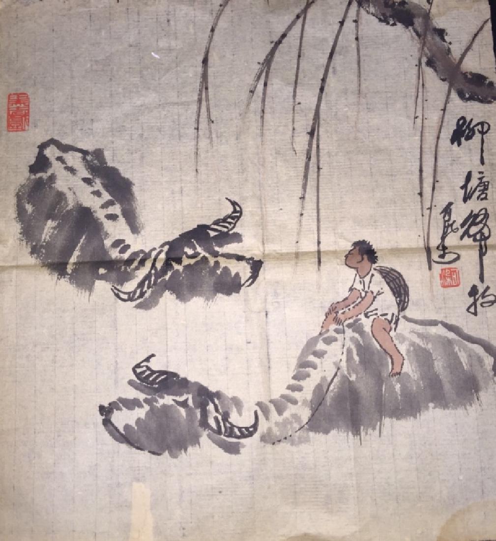 CHINESE PAINTING, LI KERAN: Height 42.5cm, Width 46.5cm, good condition,age discolored.