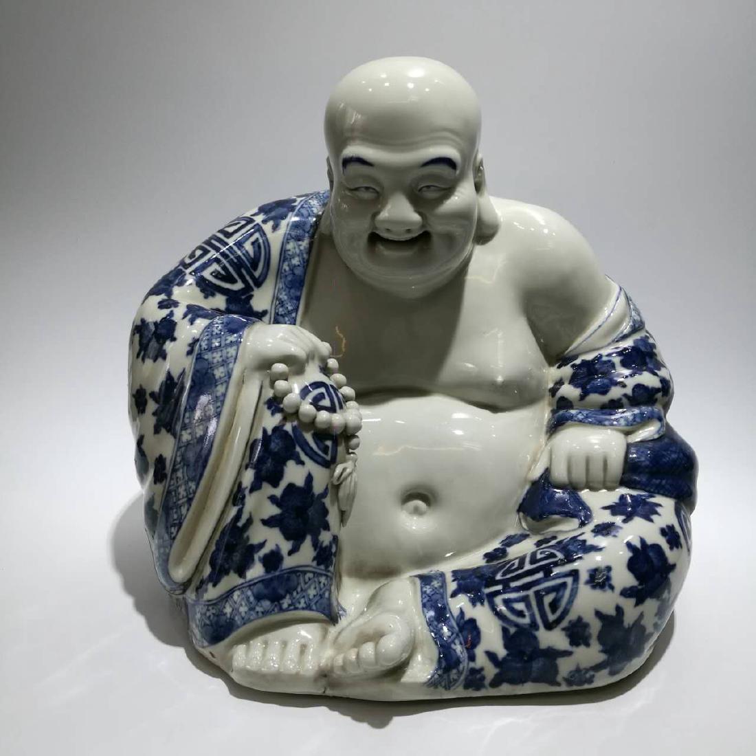 Antique Chinese Blue & White Porcelain Buddha Sculpture (1 of 9)