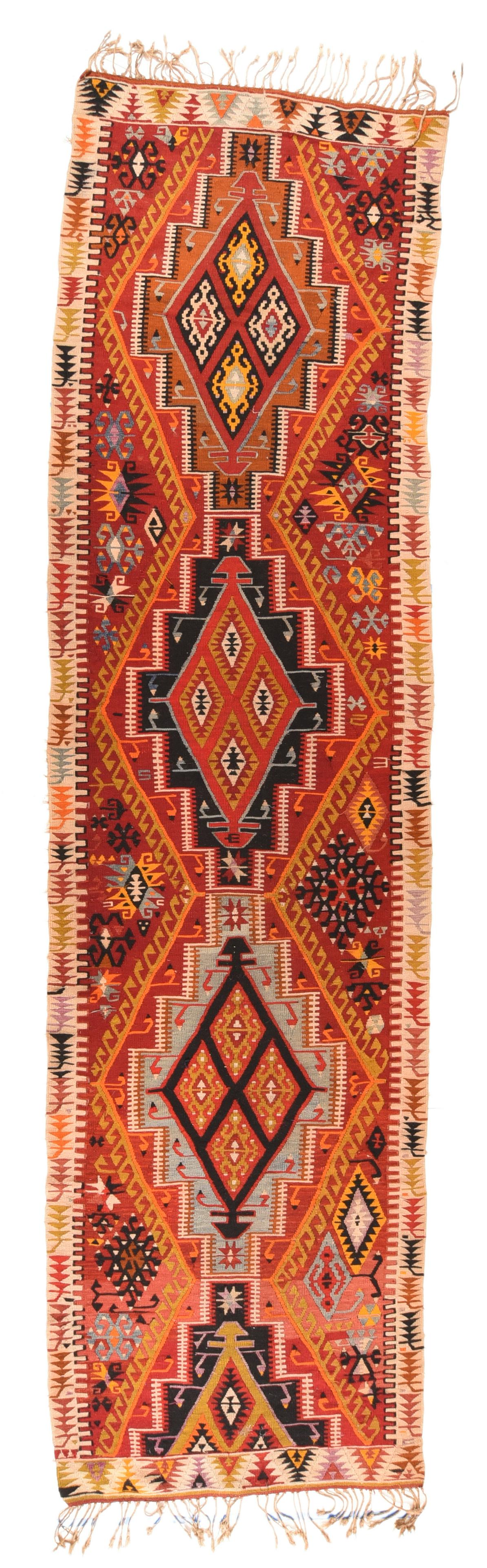 Fine Antique Persian Tribal Kilim - 3'7'' X 13'5'': Fine antique Persian tribal Kilim|3'7'' x 13'5''|Circa: 1910|Condition: goodPlease let us know if you need any additional information, photos, appraisal on this or any other items. Thanks & good luck