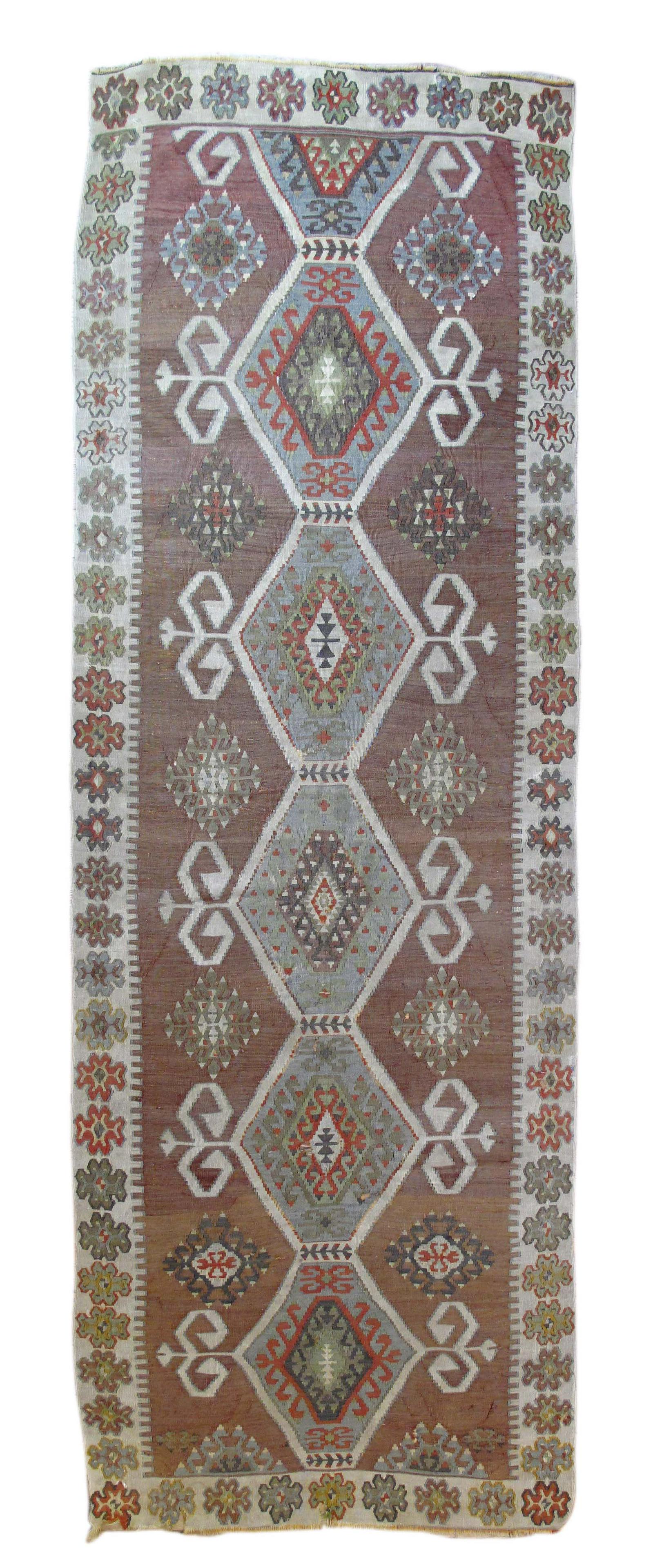 Antique Turkish Kilim, 3'6'' X 10'5'': Antique Turkish Kilim, 3'6'' X 10'5''For any additional information you may email us 24/7 at: info@finerugsny.com