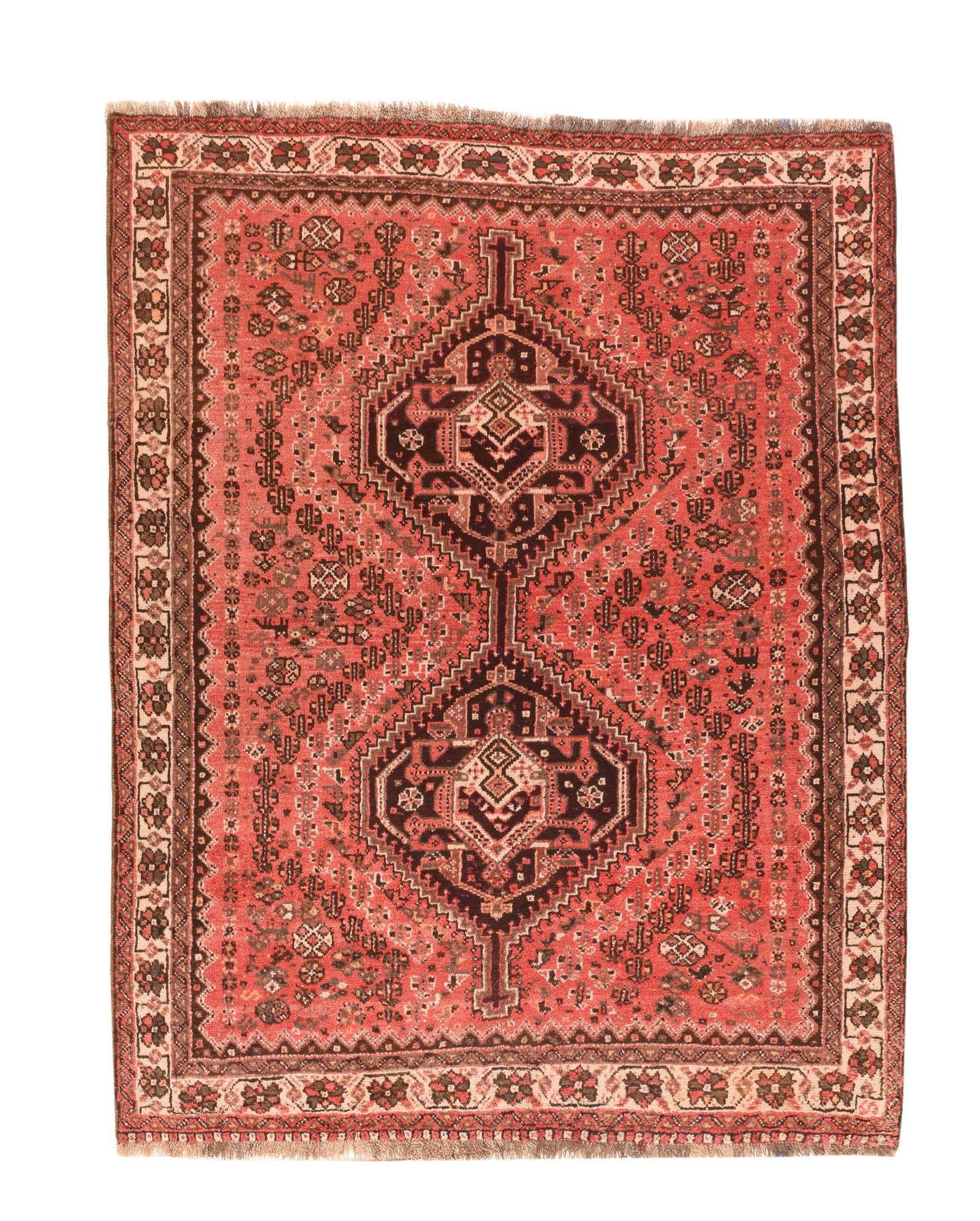Vintage Persian Shiraz Tribal Rug, 5'3'' X 6'8'': Fine Vintage Persian Shiraz Tribal Rug, 5'3'' x 6'8''The most prolific of Caucasian rug weaving area, Shirvans are in scatter, long rug and runner formats, with medium weaves and crisp palettes. The p